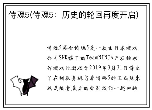 侍魂5(侍魂5：历史的轮回再度开启)